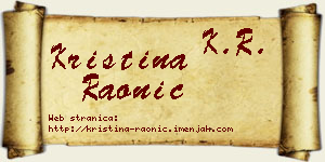 Kristina Raonić vizit kartica
